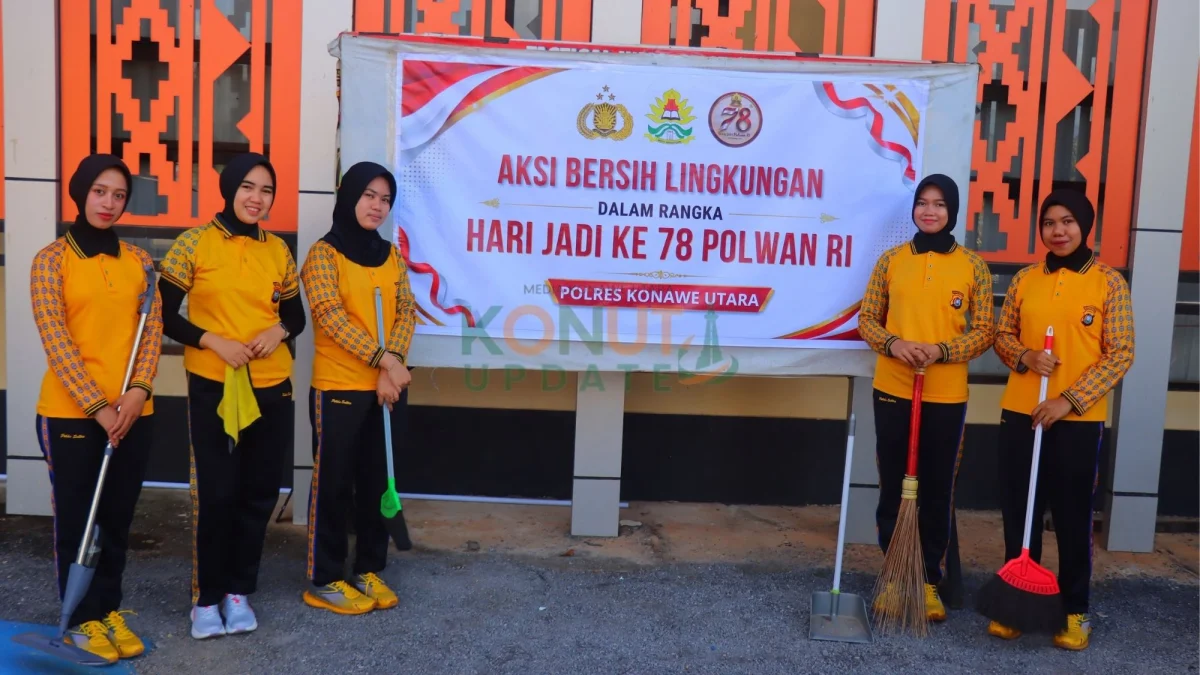 Sambut Hari Jadi Polwan Ke-78, Polwan Polres Konawe Utara Gelar Aksi Kebersihan Lingkungan