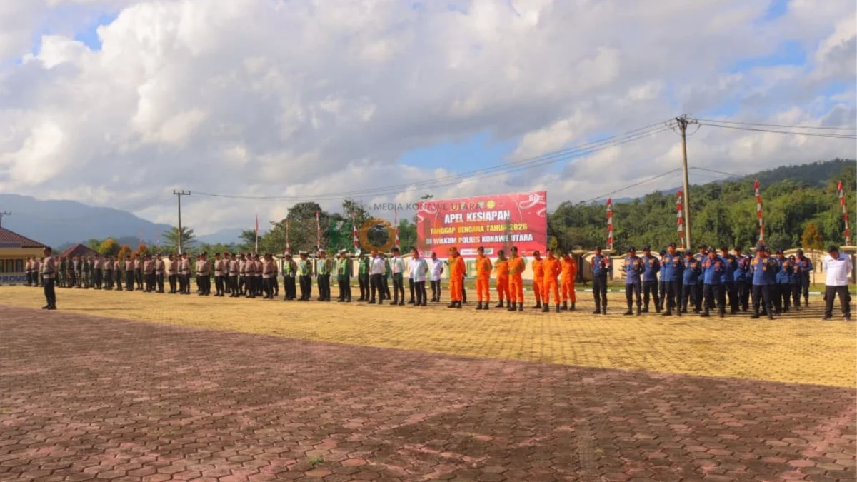 Polres Konut Gelar Apel Kesiapan Tanggap Bencana Tahun 2026, Sinergi Bersama Hadapi Karhutla dan Cuaca Ekstrem