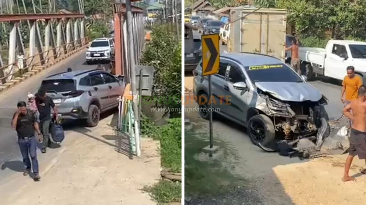 Mobil Toyota Rush Hantam Ujung Jembatan di Desa Waworaha, Empat Orang Selamat