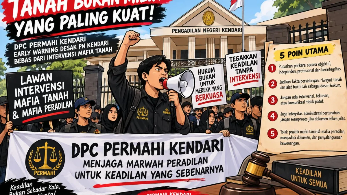"Tanah Bukan Milik yang Paling Kuat!" DPC PERMAHI Kendari Early Warning Desak PN Kendari Bebas dari Intervensi Mafia Tanah