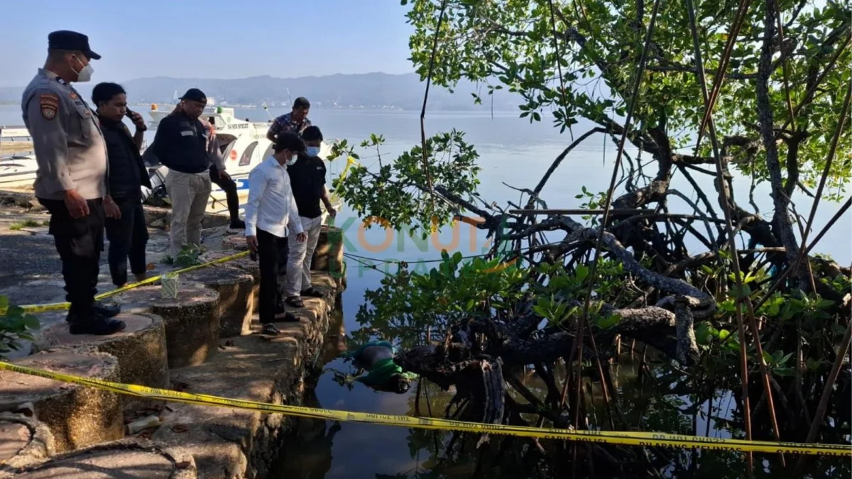Temuan mayat seorang laki laki di pesisir laut, bawah pohon bakau di kendari