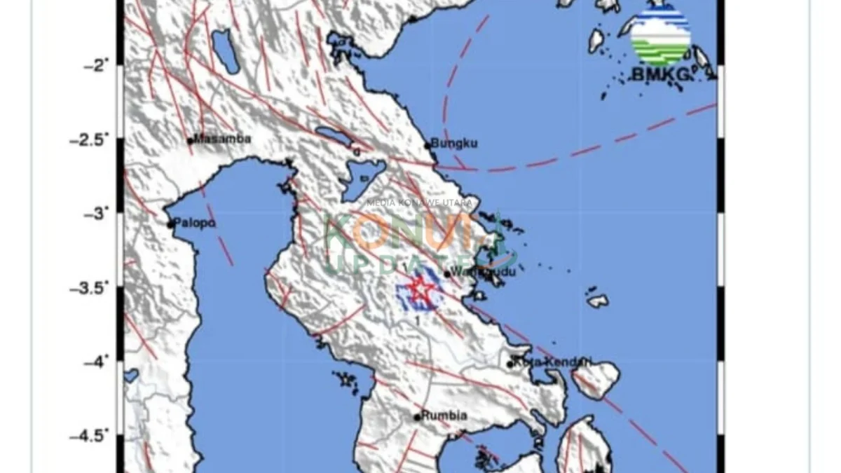 Konawe diguncang gempa Magnitudo 3.3, Pusat Gempa Berada di Barat KONUT
